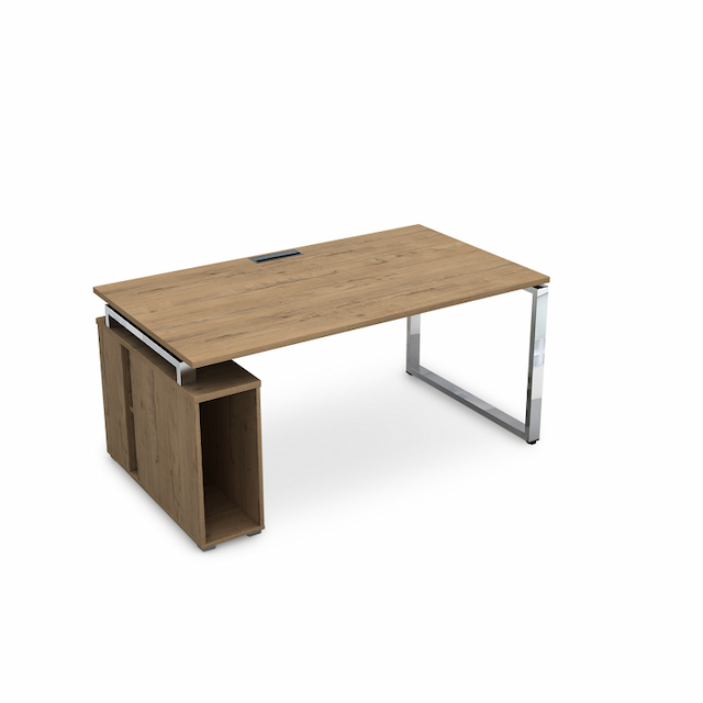 Стол с тумбой под системный блок АЛСАВ Gloss line НССБ-О.996 teakwood/металл глянец