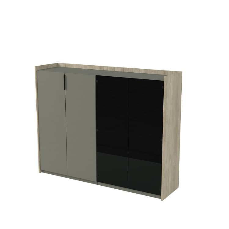Шкаф средний со стеклом двусоставный Алсав MAGNETIC 15ШДC.1402 (1768х460х1400) okwood/terra