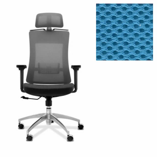 Кресло для персонала Юнитекс Pulse A PS/A/X/SL/3D/h ткань TW голубая