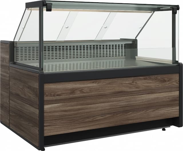 Витрина морозильная, газлифт Carboma BAVARIA 3 GC111 SL 1,25-1 без боковин (Темный дуб)