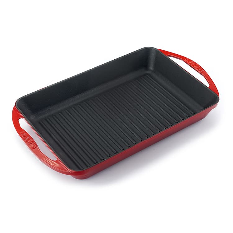 Сковорода-гриль LAVA 32х22 см прямоуг. с 2-мя ручками красная чугун, арт. 81240419