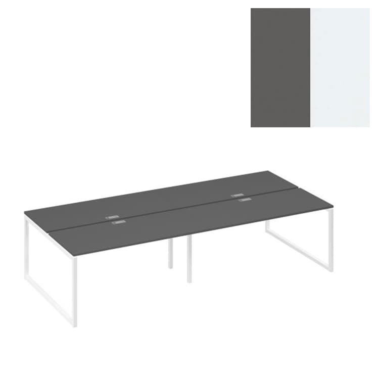 Рабочая станция Юнитекс А4 на металлокаркасе QUATTRO (4х160) А4 Б4 175-2 АР (320x144x75) антрацит премиум/металлокаркас белый
