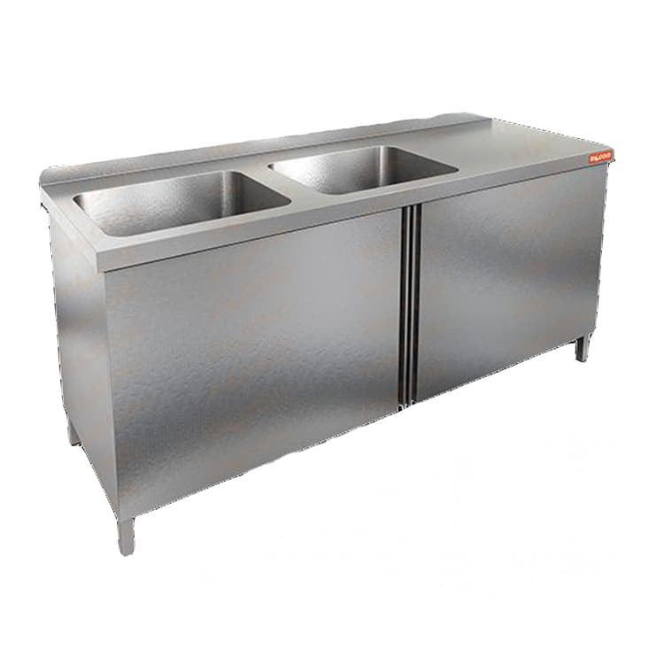 Стол нержавеющий с распашными дверцами и моечными ваннами Hicold НСЗ2М-18/6БЛ