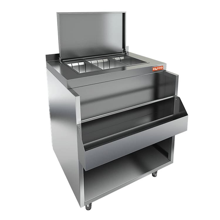 Барная станция с бортом, дополнительным карманом и крышкой Hicold НБМВЛ-9/6БККР